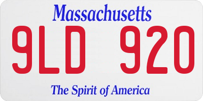 MA license plate 9LD920