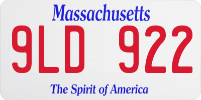 MA license plate 9LD922