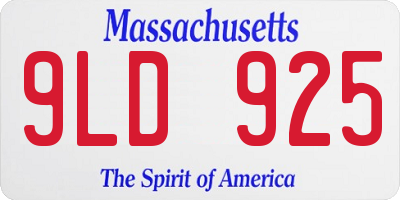 MA license plate 9LD925
