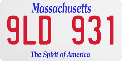 MA license plate 9LD931