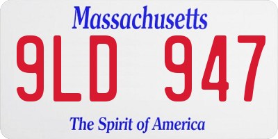 MA license plate 9LD947