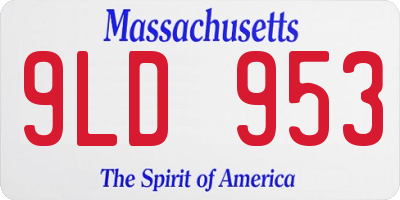 MA license plate 9LD953