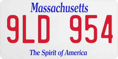 MA license plate 9LD954