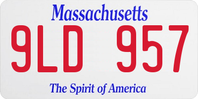 MA license plate 9LD957