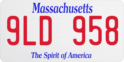 MA license plate 9LD958