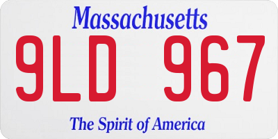 MA license plate 9LD967