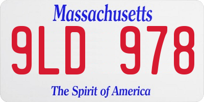 MA license plate 9LD978