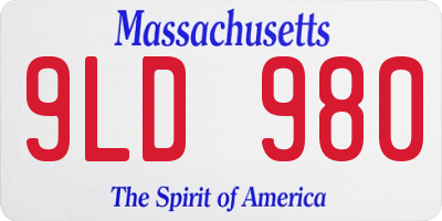 MA license plate 9LD980