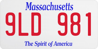 MA license plate 9LD981