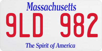 MA license plate 9LD982