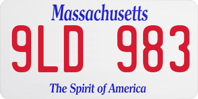MA license plate 9LD983
