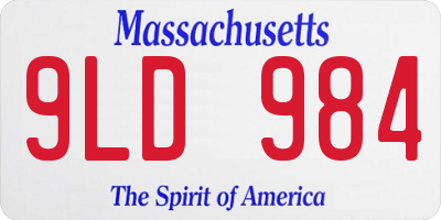 MA license plate 9LD984