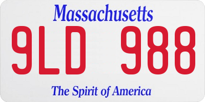 MA license plate 9LD988