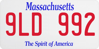 MA license plate 9LD992