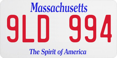 MA license plate 9LD994