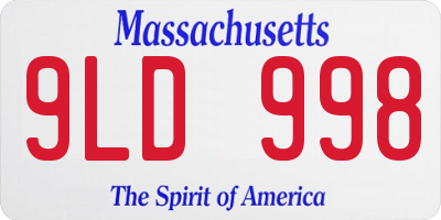 MA license plate 9LD998