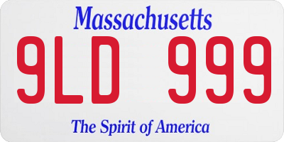 MA license plate 9LD999