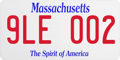 MA license plate 9LE002