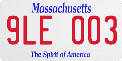 MA license plate 9LE003
