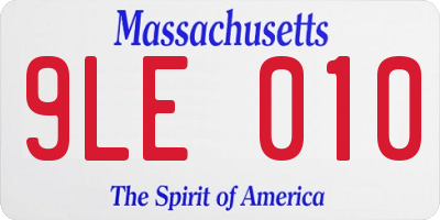 MA license plate 9LE010