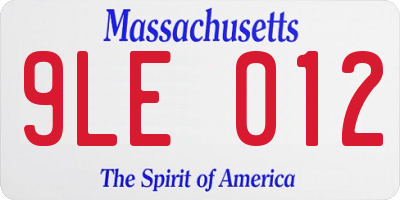 MA license plate 9LE012