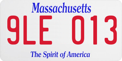 MA license plate 9LE013