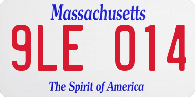 MA license plate 9LE014