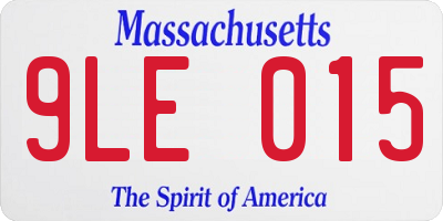 MA license plate 9LE015