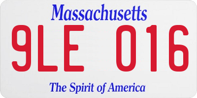 MA license plate 9LE016