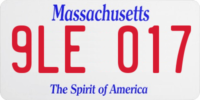 MA license plate 9LE017