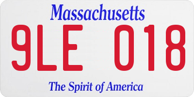 MA license plate 9LE018