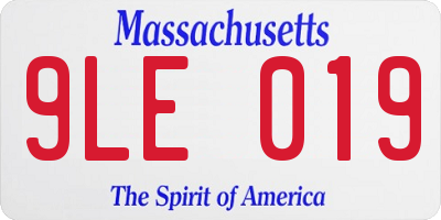 MA license plate 9LE019