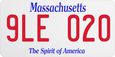 MA license plate 9LE020