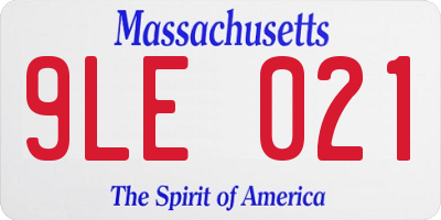 MA license plate 9LE021