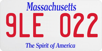 MA license plate 9LE022