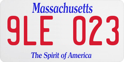 MA license plate 9LE023