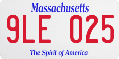 MA license plate 9LE025