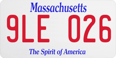 MA license plate 9LE026