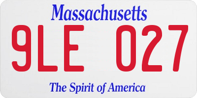 MA license plate 9LE027