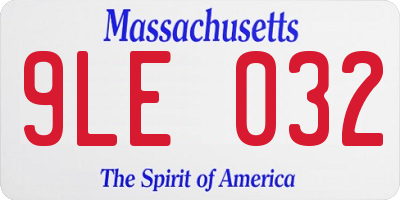 MA license plate 9LE032