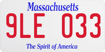 MA license plate 9LE033