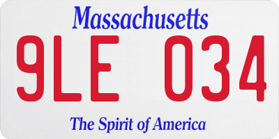 MA license plate 9LE034