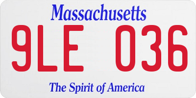 MA license plate 9LE036