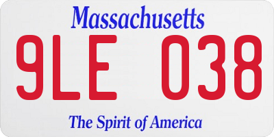 MA license plate 9LE038