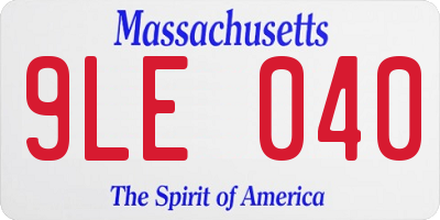 MA license plate 9LE040