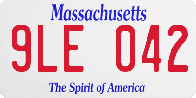 MA license plate 9LE042