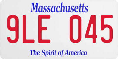 MA license plate 9LE045