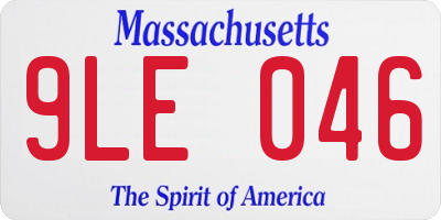 MA license plate 9LE046