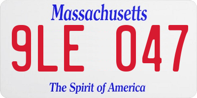 MA license plate 9LE047