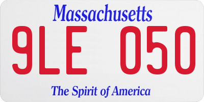 MA license plate 9LE050